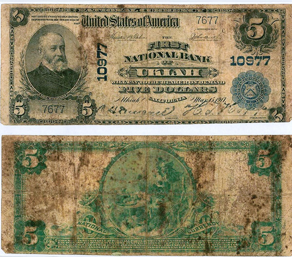 First National Bank of Ukiah Five Dollar Bill